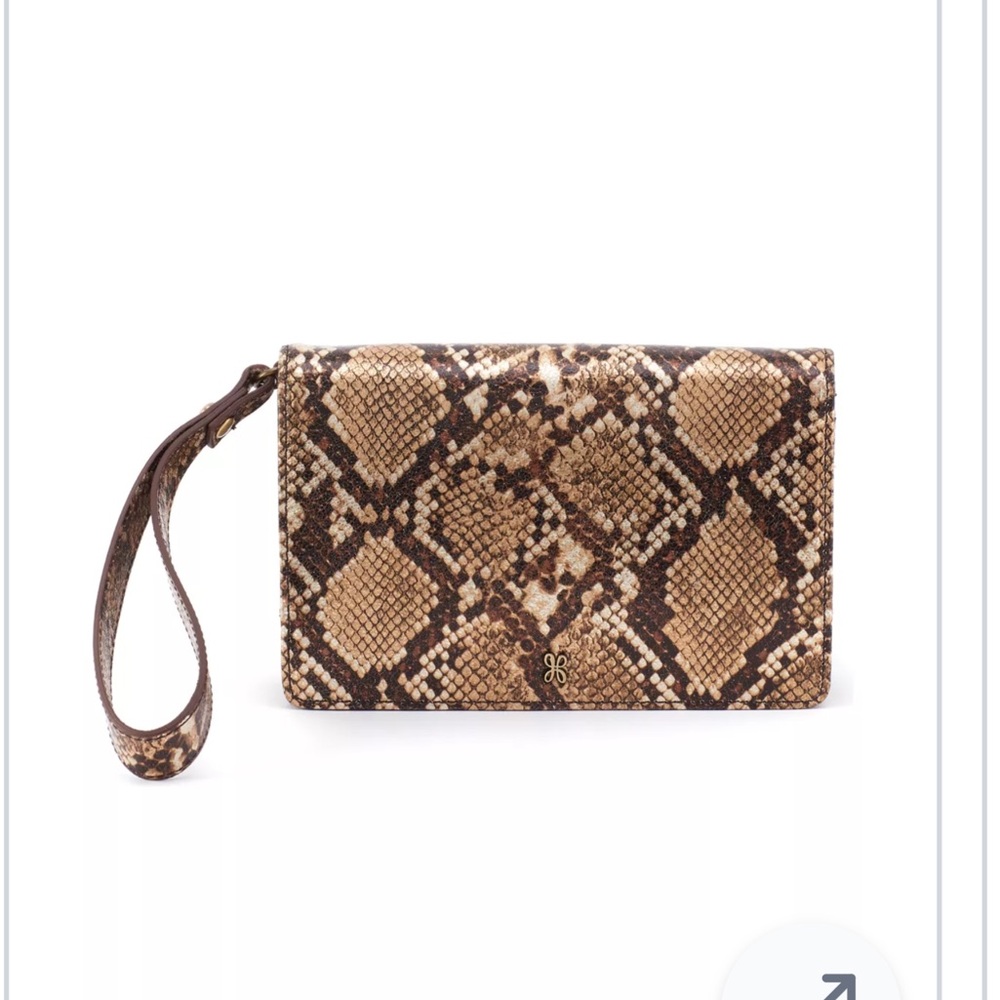 HOBO Snakeskin Clutch in Brown and Tan